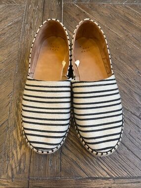 a new day Black and Cream Striped Espadrille Slip-On